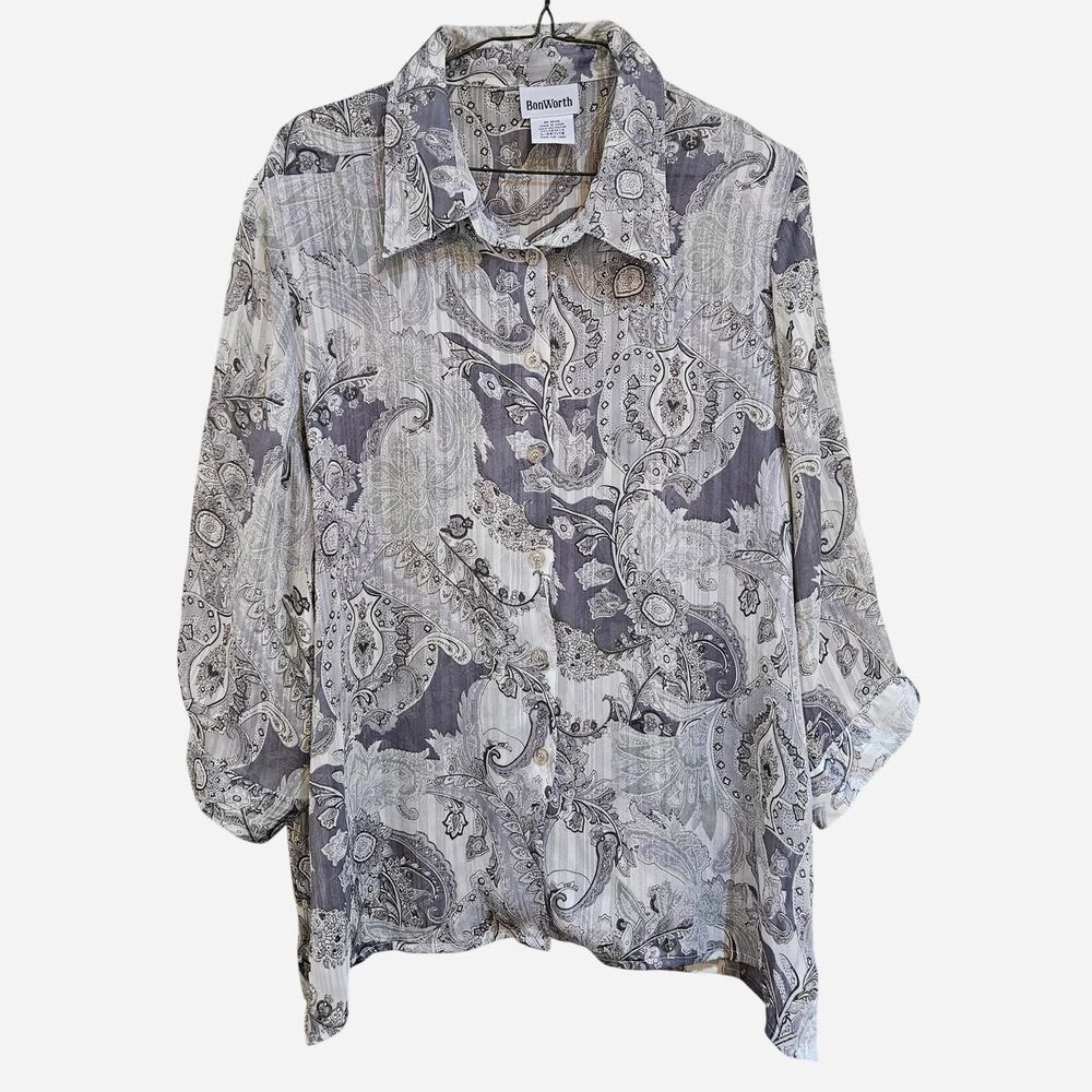 vintage whimsigoth boho gray paisley sheer top